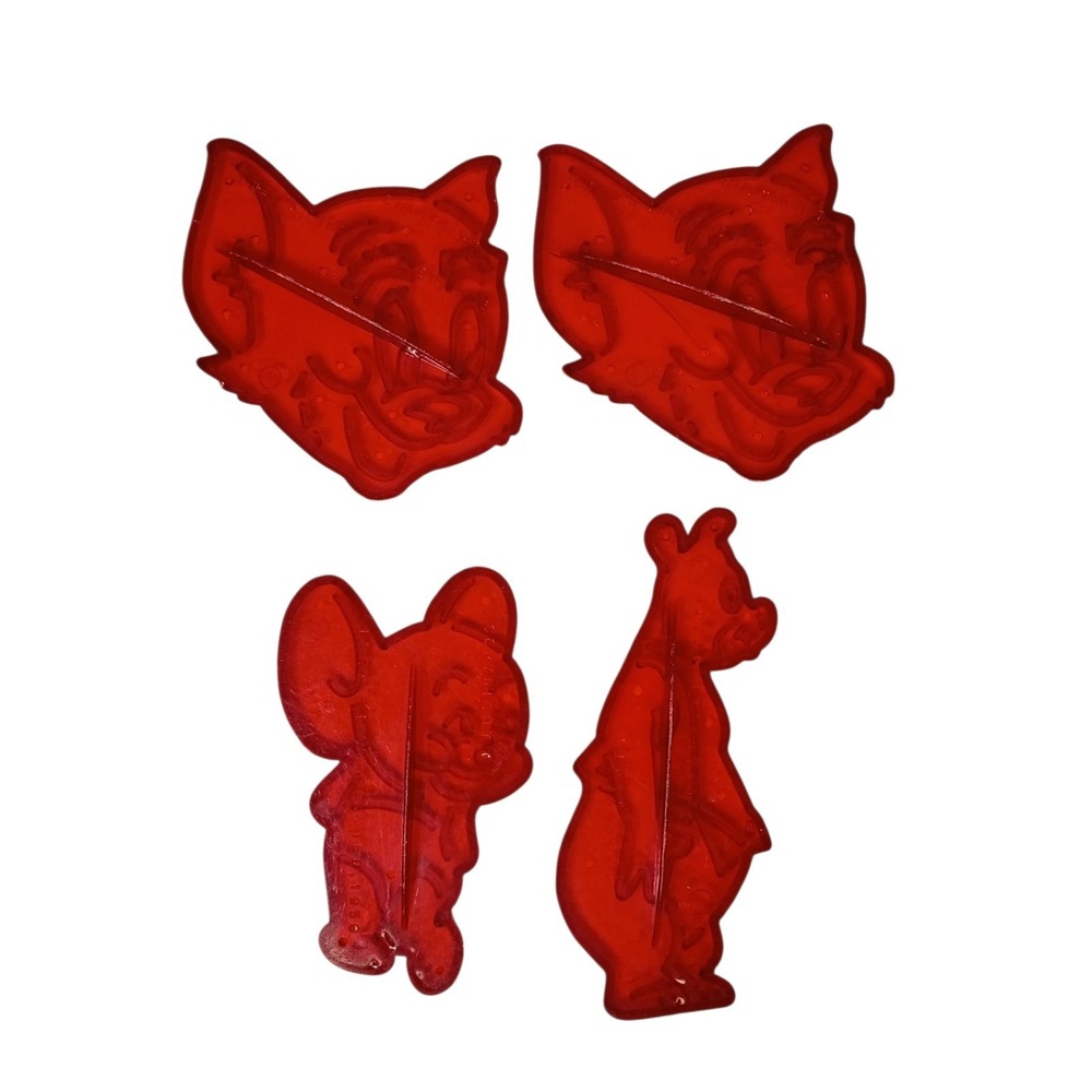 Vintage Tom & Jerry‎ Red Clear Plastic Loew's Incorporated 1956 Cookie Cutters